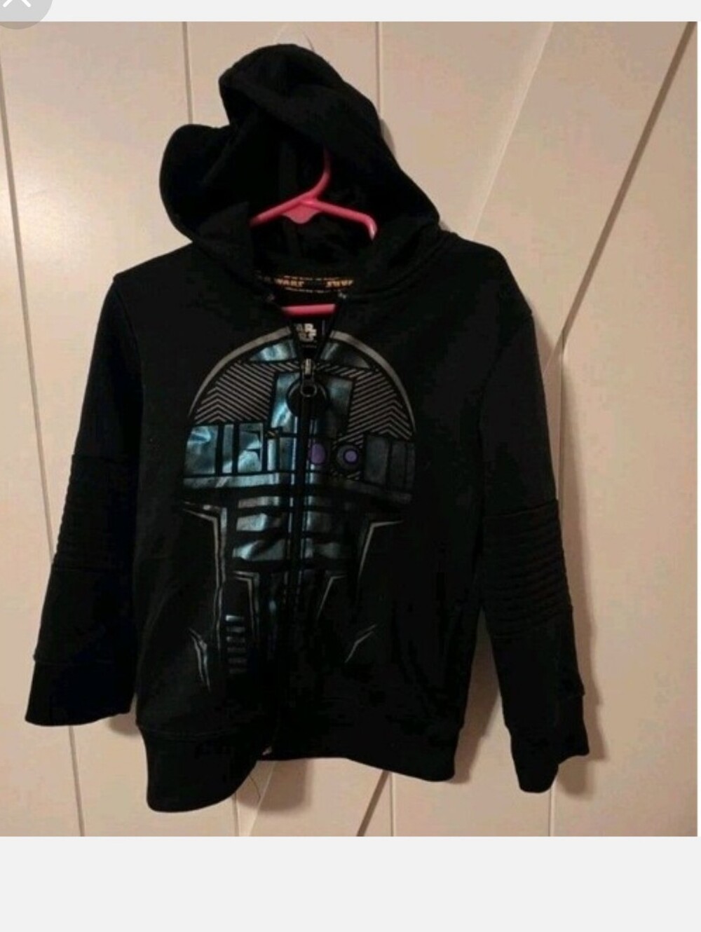 Star Wars R2D2 Zip Up Hoodie with Blue Foil Print Size 4 - Picture 3 of 4